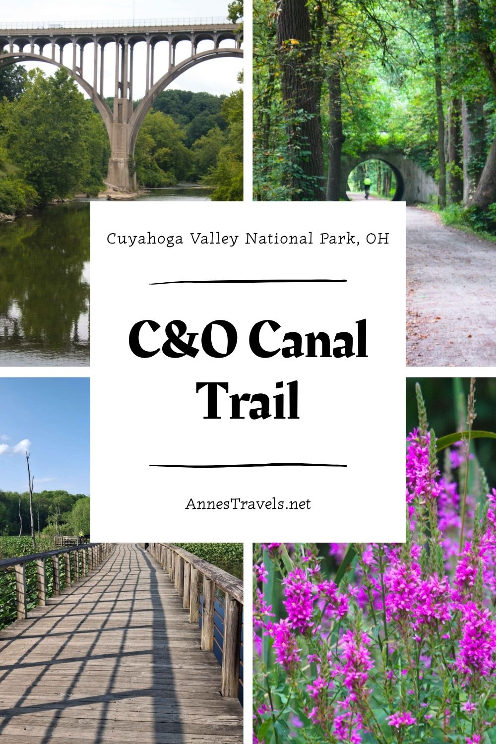 Photo collage of scenes along the C&O Canal Path in Cuyahoga Valley National Park, Ohio