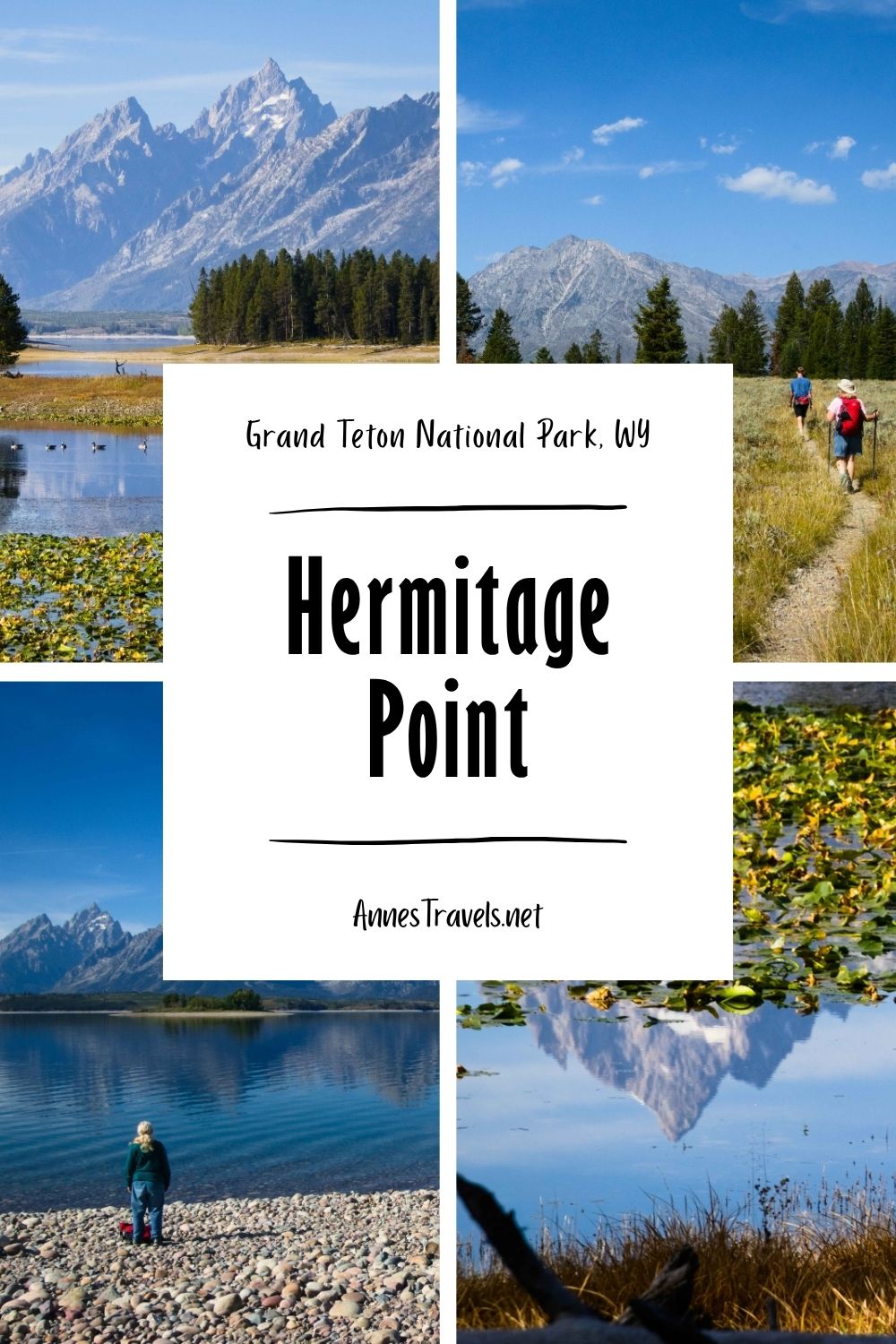 Photo collage of the views along the trail to Hermitage Point in Grand Teton National Park, Wyoming