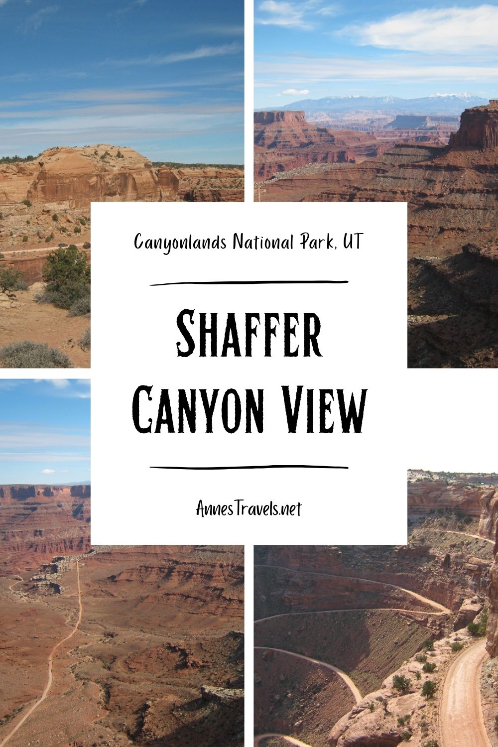 Photo collage of the views from the Shafter Canyon Overlook, Island in the Sky District of Canyonlands National Park, Utah