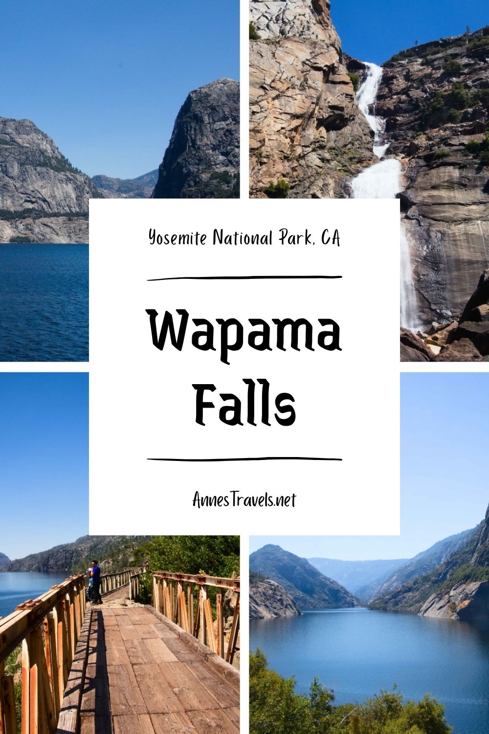Photo collage of the views around Hetch Hetchy and Wapama Falls in Yosemite National Park, California