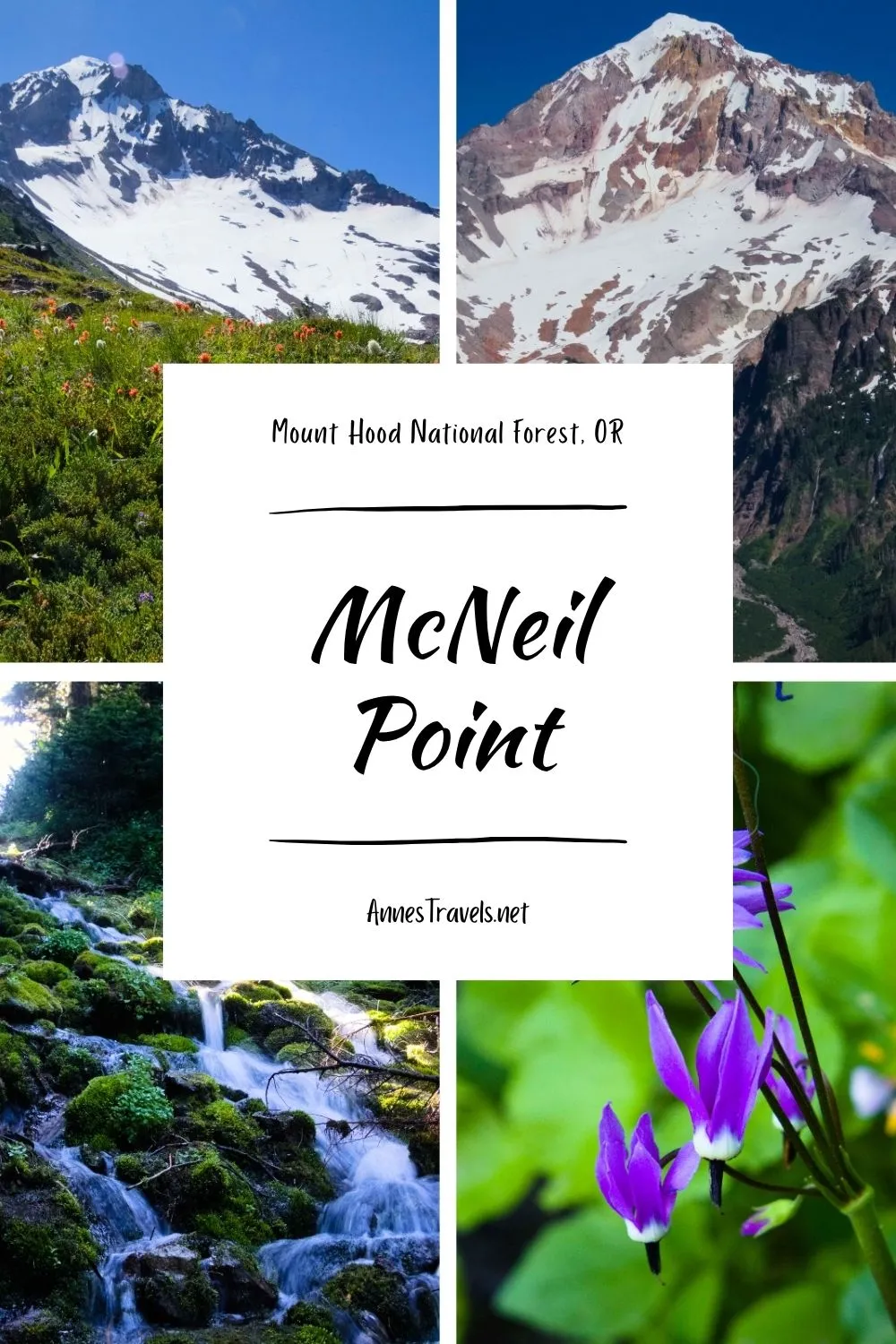 Photo collage of views along the trail to McNeil Point in Mount Hood National Forest, Oregon