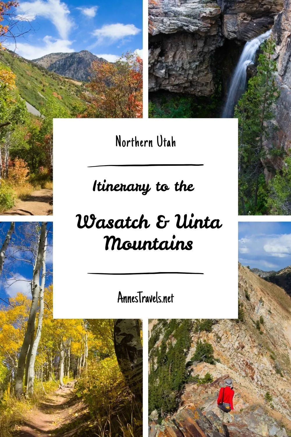 Photo collage of scenes in the Wasatch and Uinta Mountains in Utah