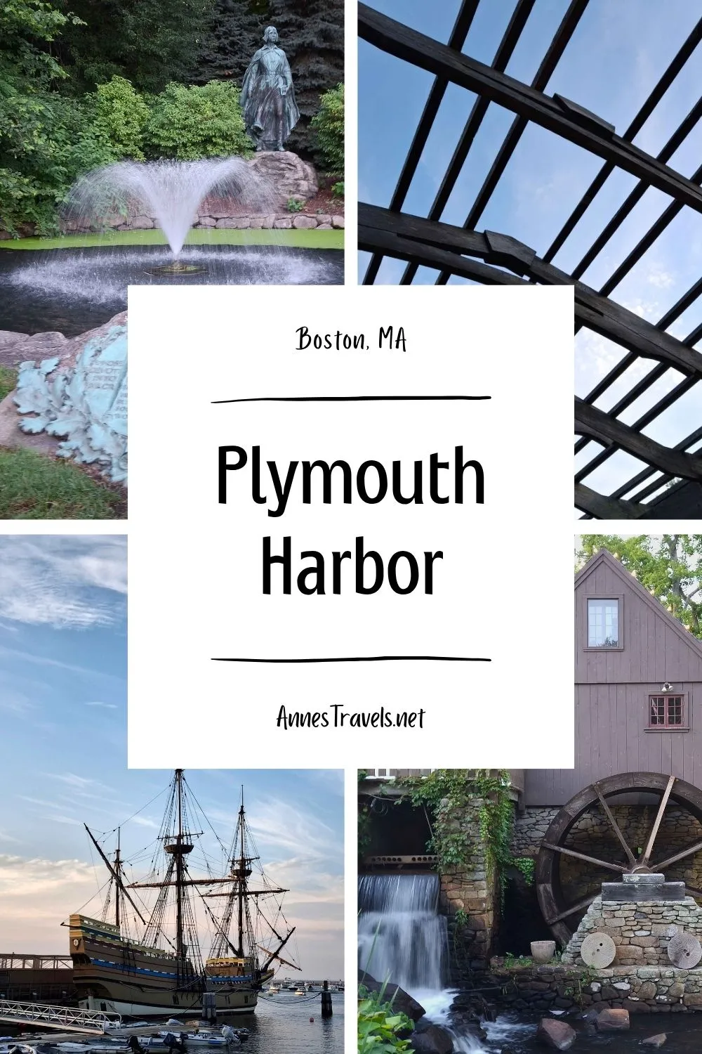 Photo collage of pictures from Plymouth Waterfront in Plymouth, Massachusetts