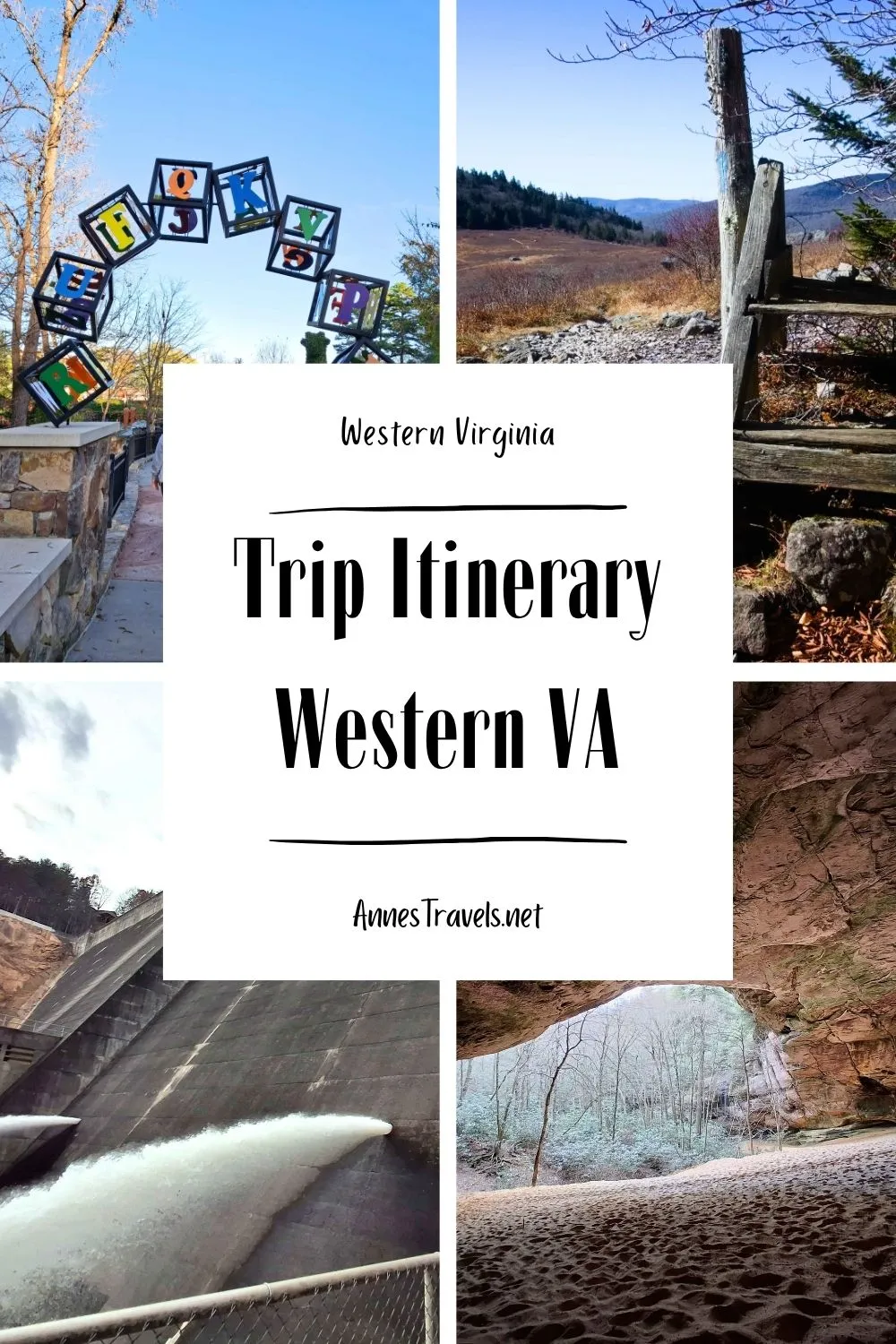 Photo collage of a few of the fun hikes in western Virginia