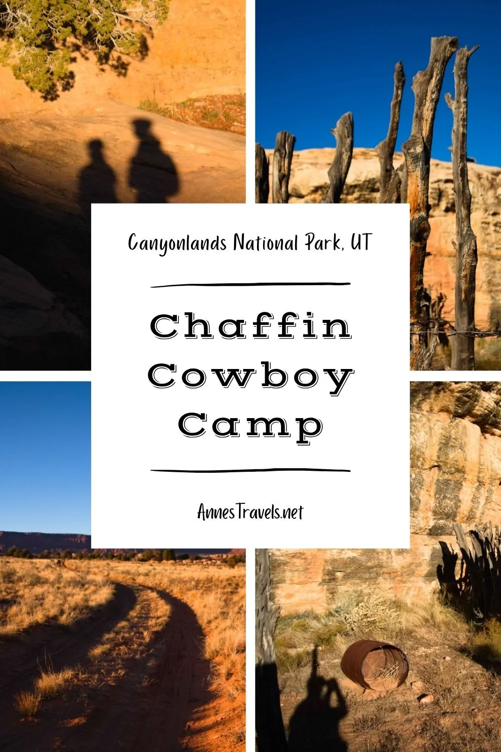 Photo collage of the Chaffin Cowboy Camp in the Maze District of Canyonlands National Park, Utah