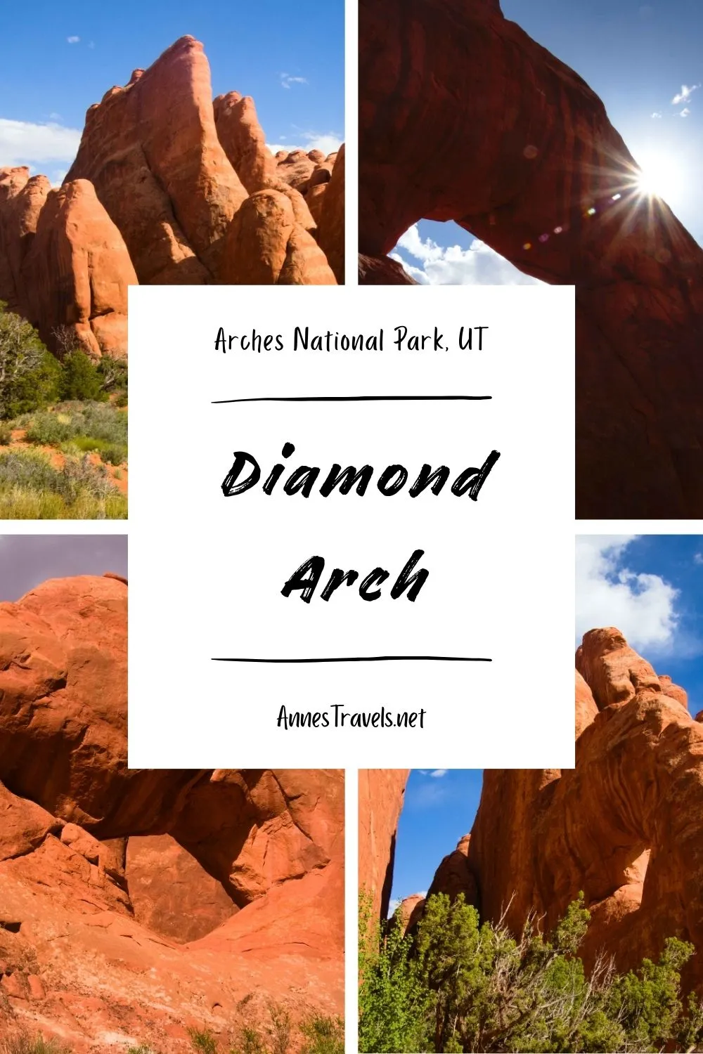 Photo collage of Diamond Arch in Arches National Park, Utah 