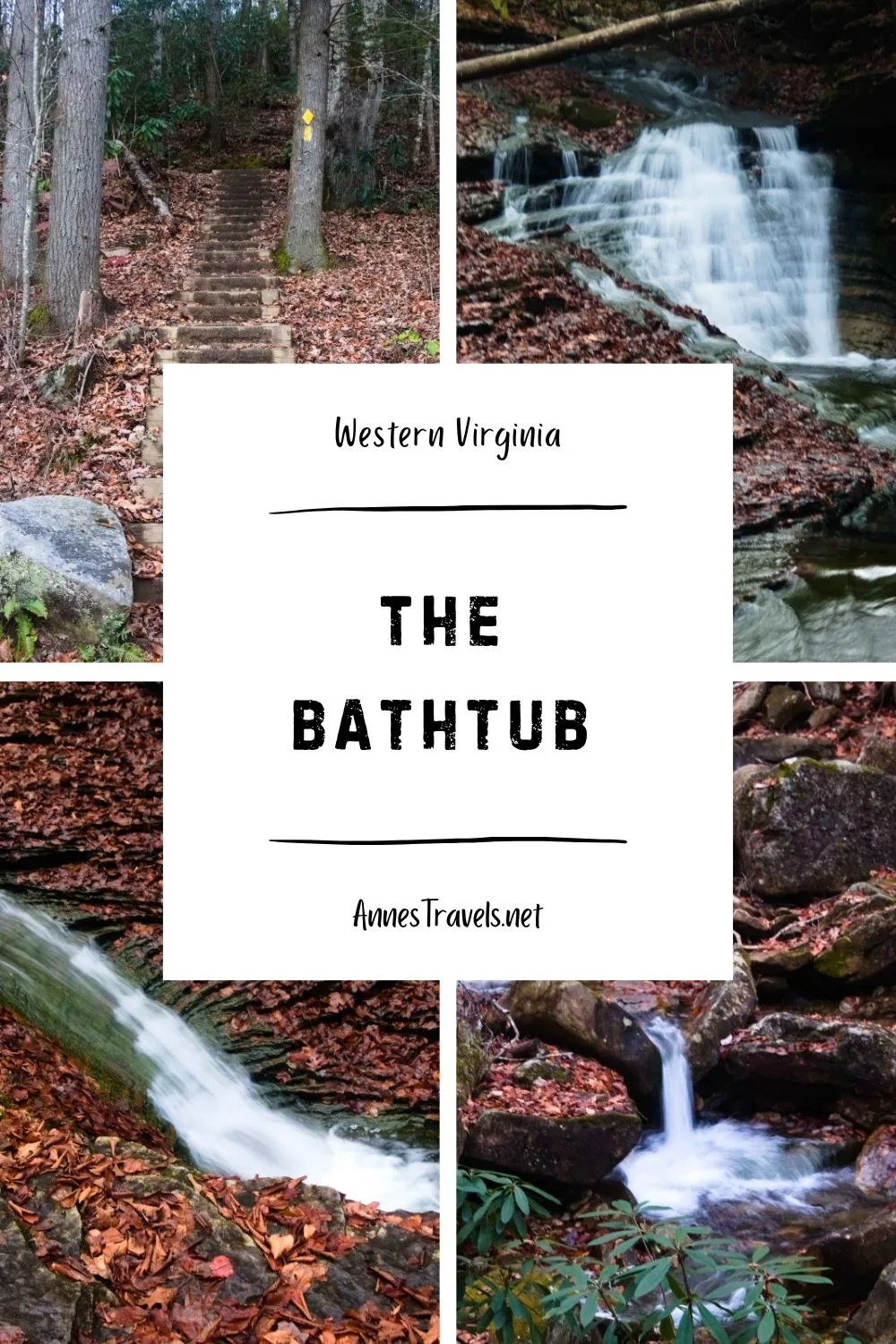 Photo collage with images from the Devils Bathtub and nearby falls in western Virginia 