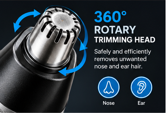 BZ-001 rotary nose and ear trimmer features