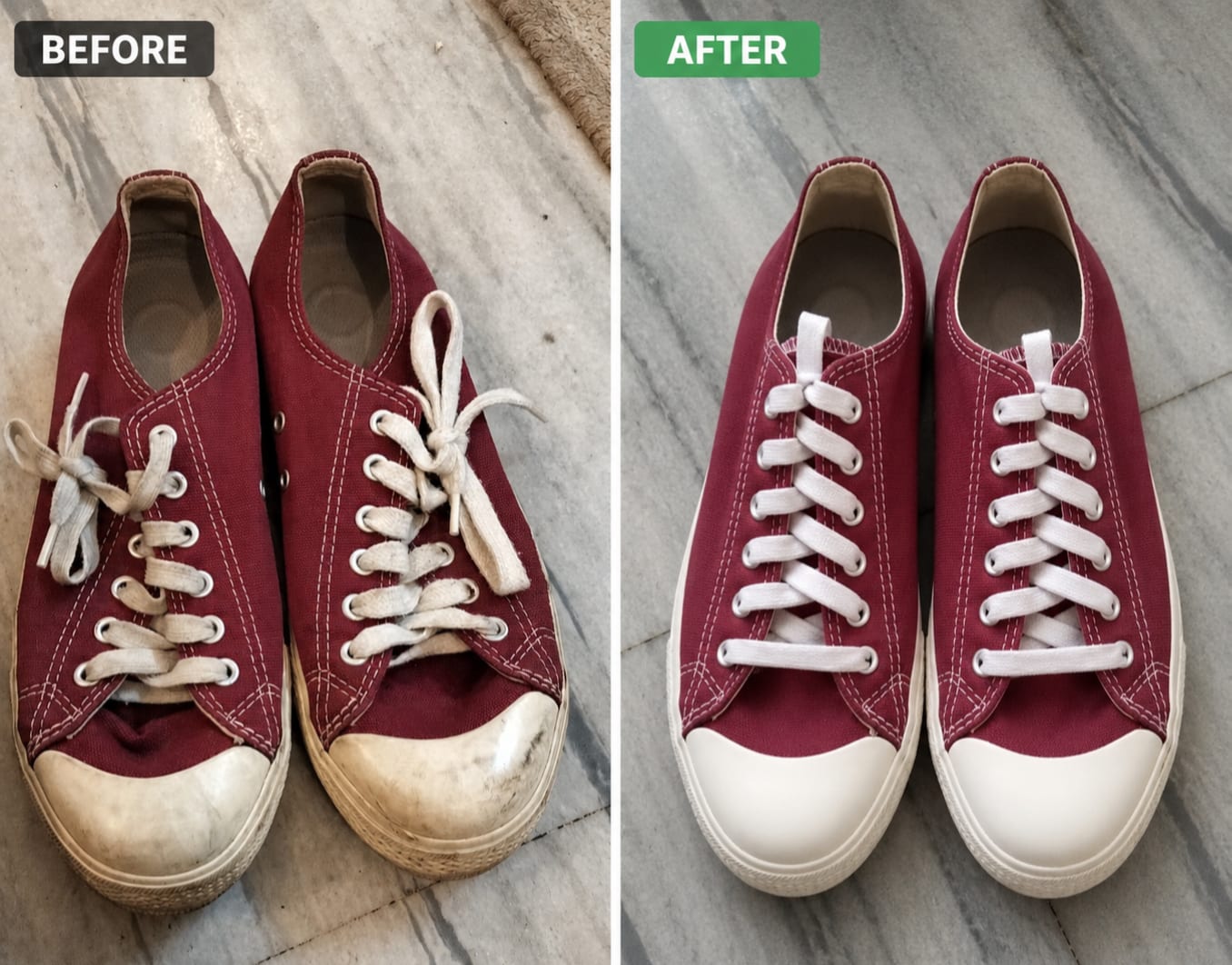 Cleaned sneaker after deep cleaning service
