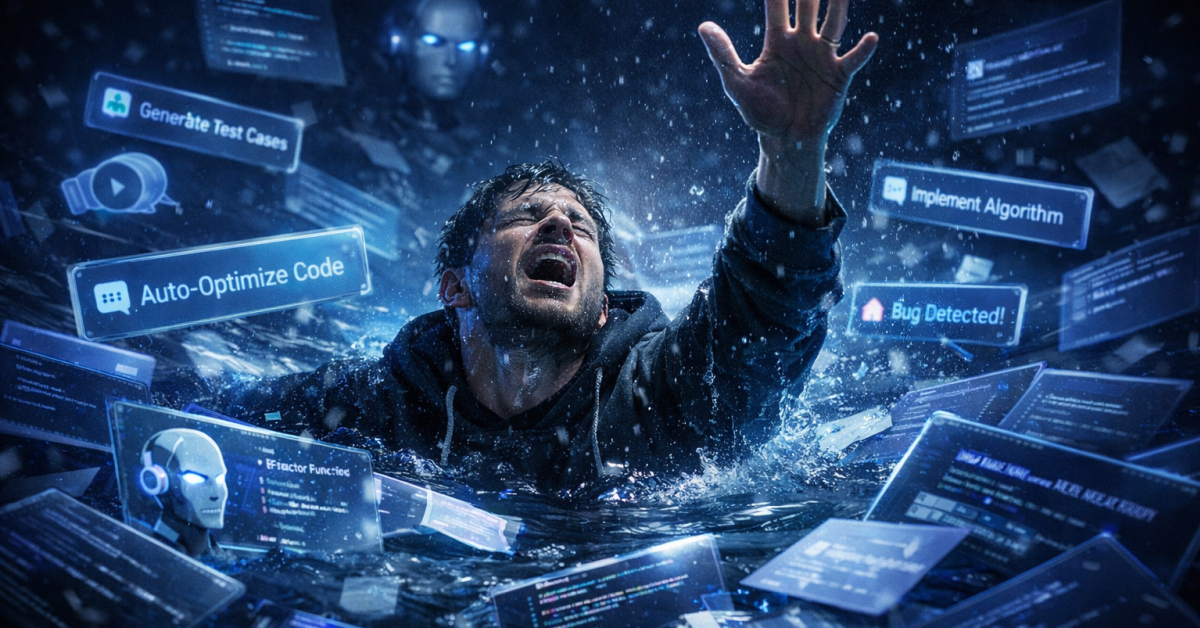 developer drowning in AI suggestions