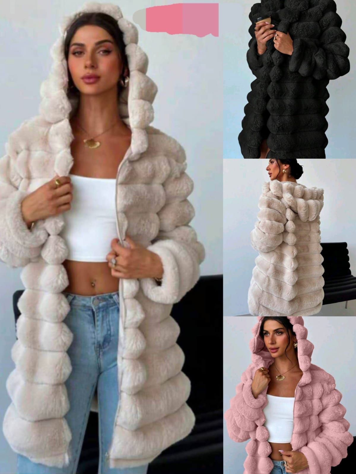Ladies Hooded Faux Fur Jackets