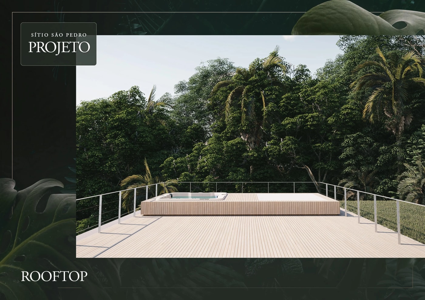 Rooftop com deck e vista para vegetação