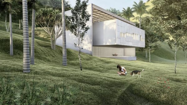 Implantação do projeto em terreno com aclive