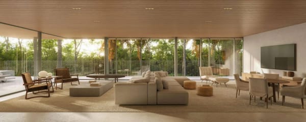 Living integrado com abertura total para área externa