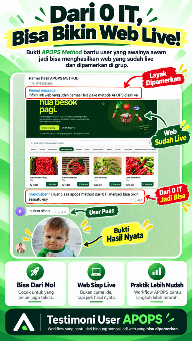 Testimoni peserta yang bikin web katalog produk dari nol pengetahuan IT
