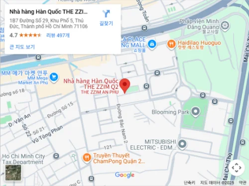 Bản đồ vị trí nhà hàng The Zzim tại An Phú, Quận 2, TP.HCM (Vietnamese Map)