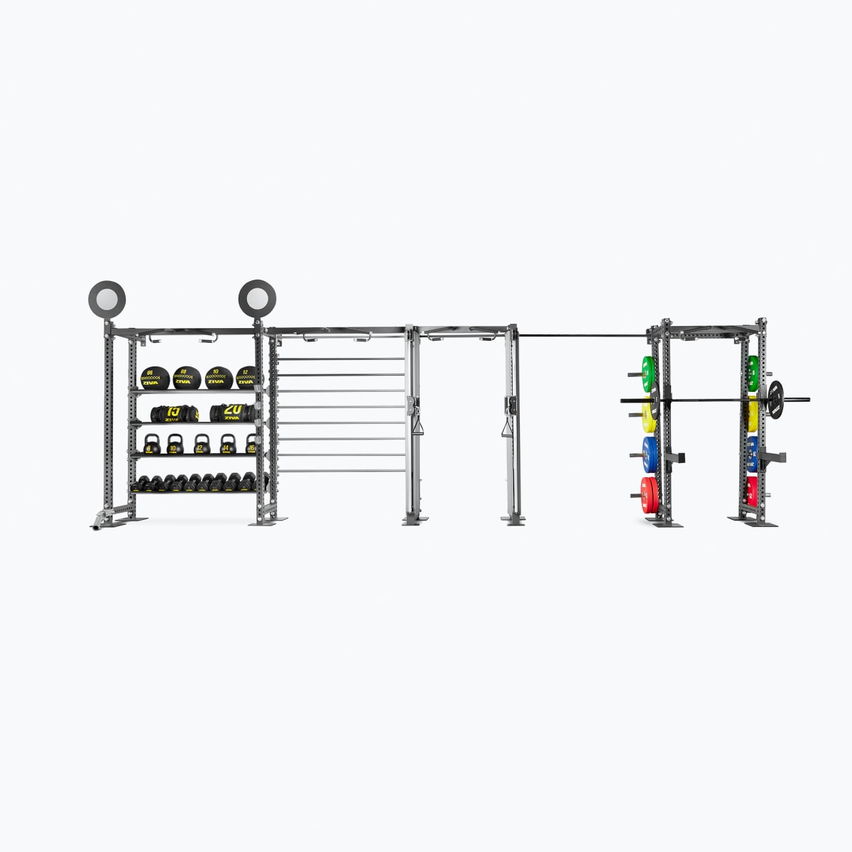 Khung Gánh Tạ, Power Racks & Giàn Rigs (Rigs & Racks) | ZIVA® 87 Tổ Hợp Hệ Thống Kệ Lưu Trữ Thiết Bị Đa Năng ZIVA XP Tích Hợp Đòn Tạ Olympic Huấn Luyện Hiệu Suất Cao ZIVA XP, Trạm Máy Kéo Cáp Đa Năng ZIVA XP, Thiết Bị Gym ZIVA XP Pull Up Bar, Khung Gánh Tạ Half Rack ZIVA XP
