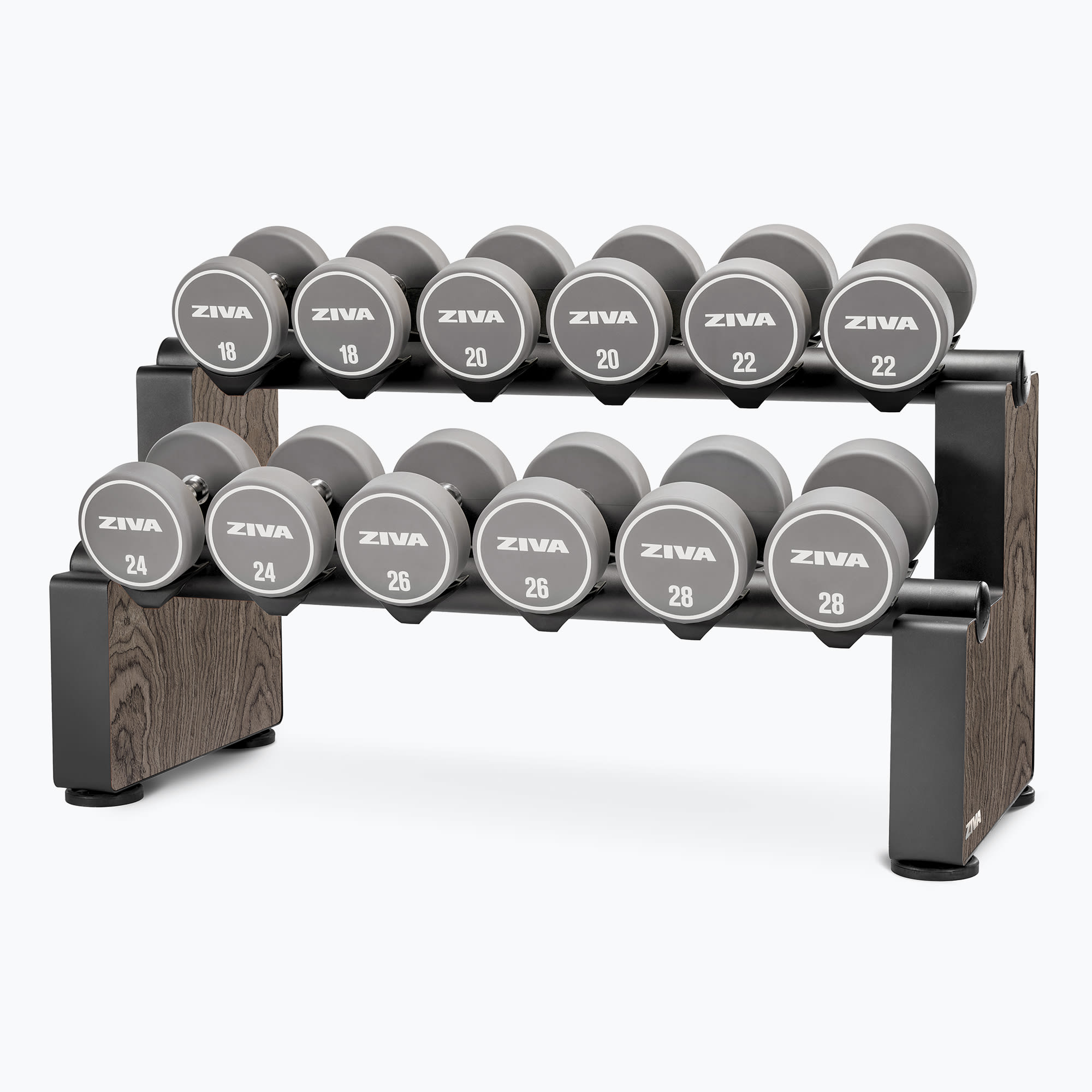 LUMINA URETHANE DUMBBELL SET + LUMINA HORIZONTAL DUMBBELL RACK