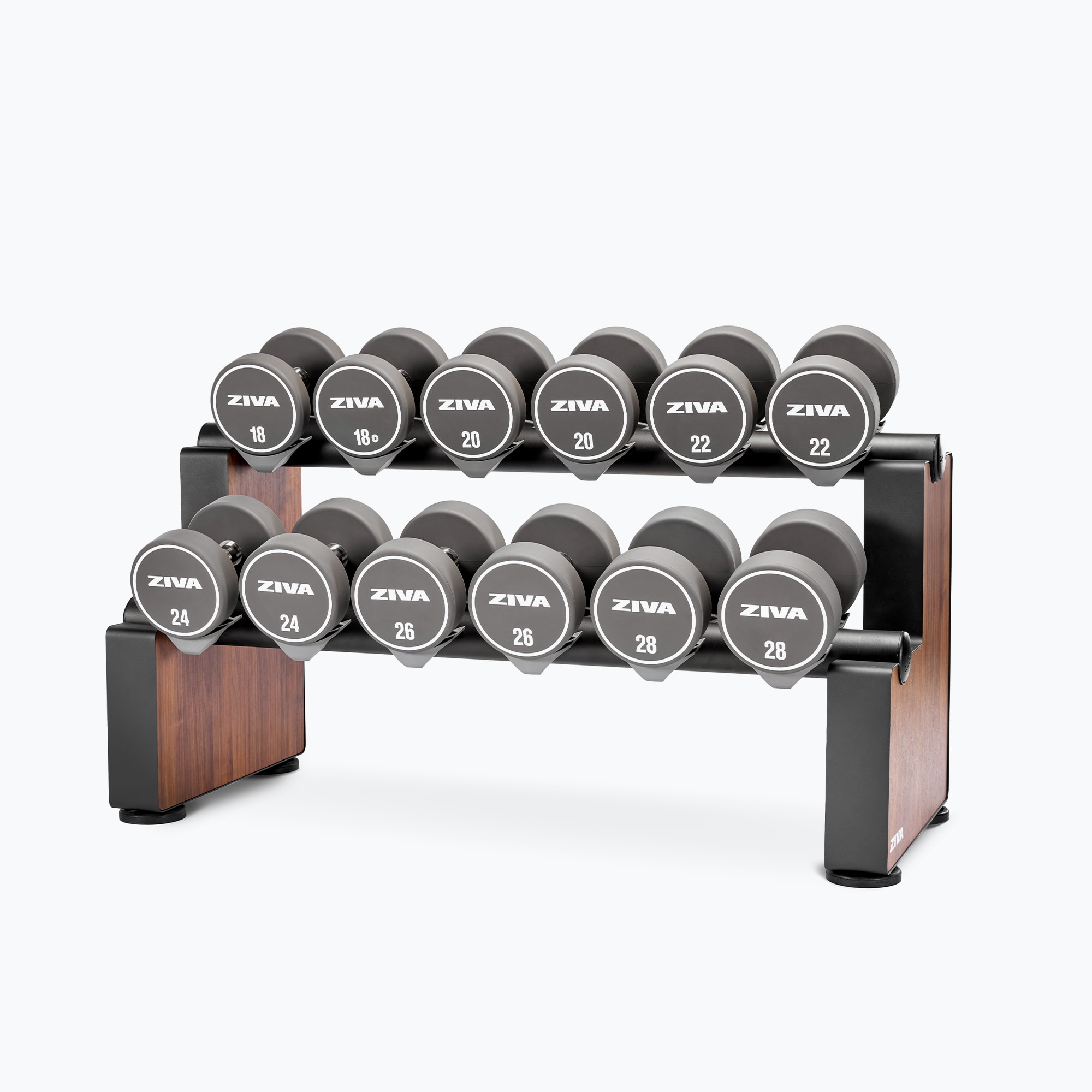 LUMINA URETHANE DUMBBELL SET + LUMINA HORIZONTAL DUMBBELL RACK