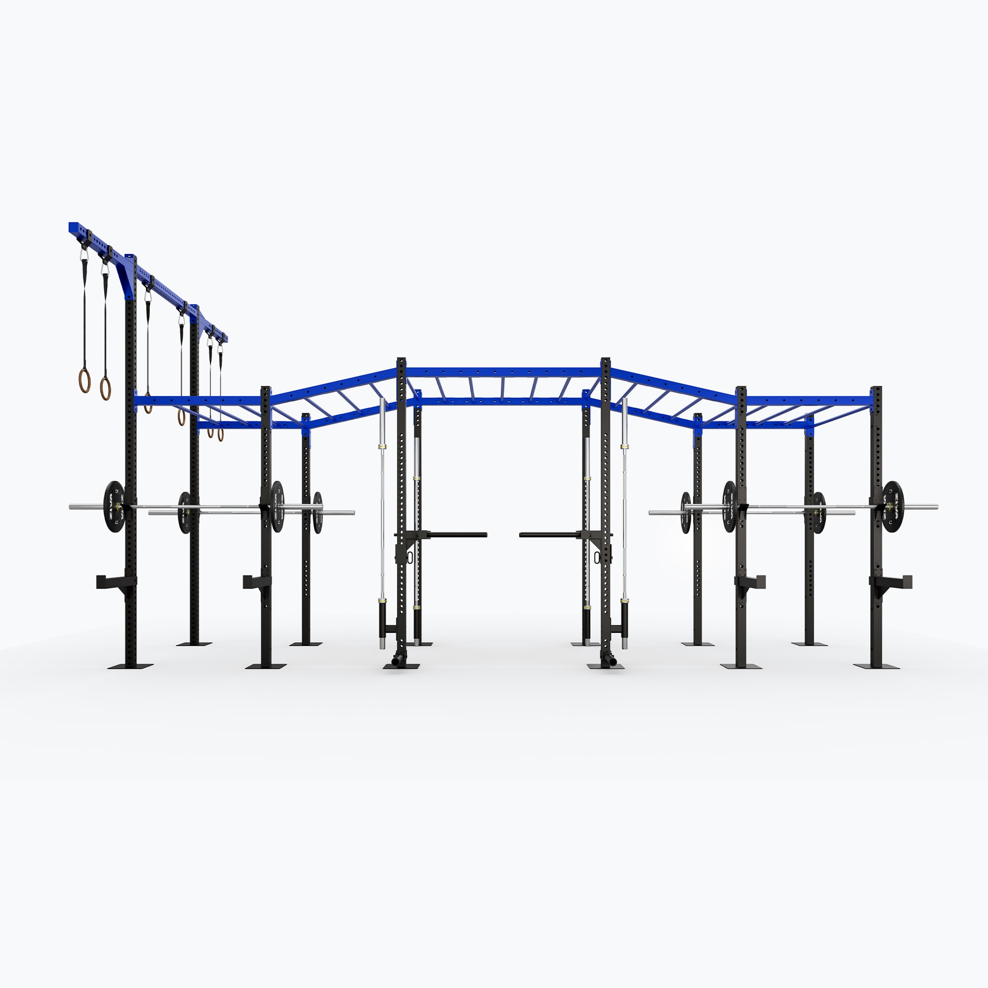 OUTDOOR 22' FLOOR-MOUNTED MULTI-HEIGHT MONKEY BAR RIG