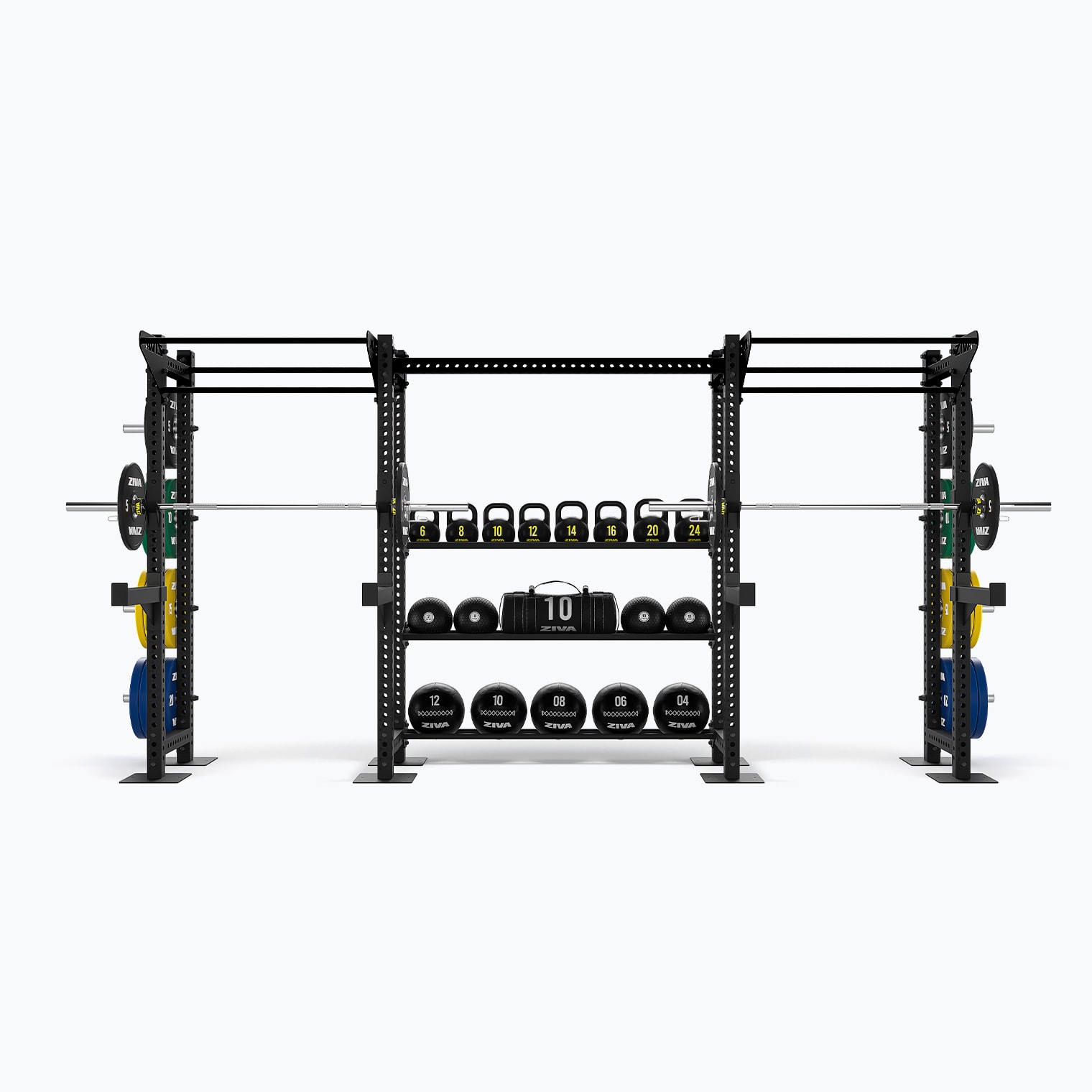 XP2 FLOOR-MOUNTED 1 X FUNCTIONAL 6’ RACK + 2 X SQUAT BAYS