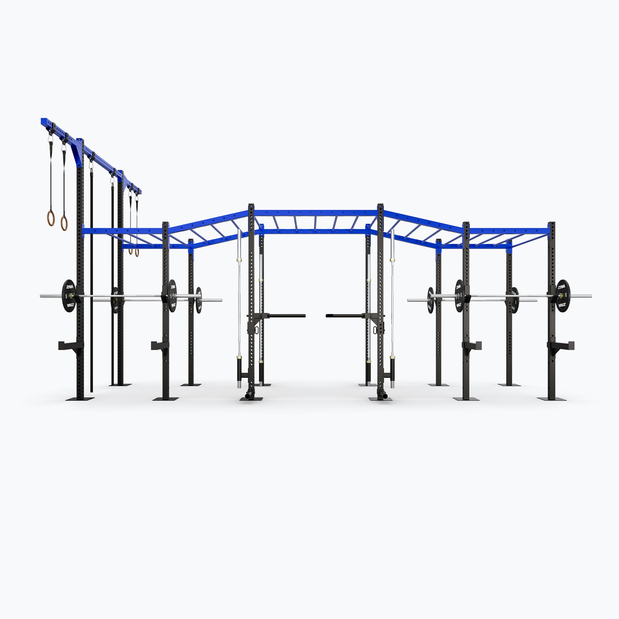 OUTDOOR 22' FLOOR-MOUNTED MULTI-HEIGHT MONKEY BAR RIG