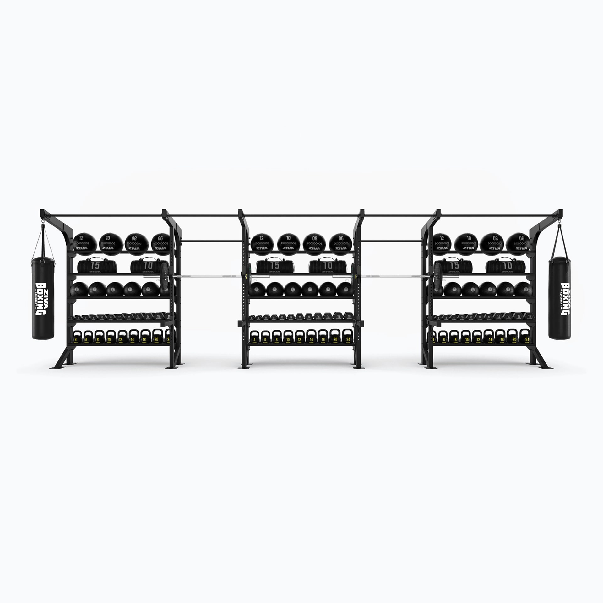 XP FLOOR-MOUNTED 3 X FUNCTIONAL RACKS + 2 X SQUAT BAYS
