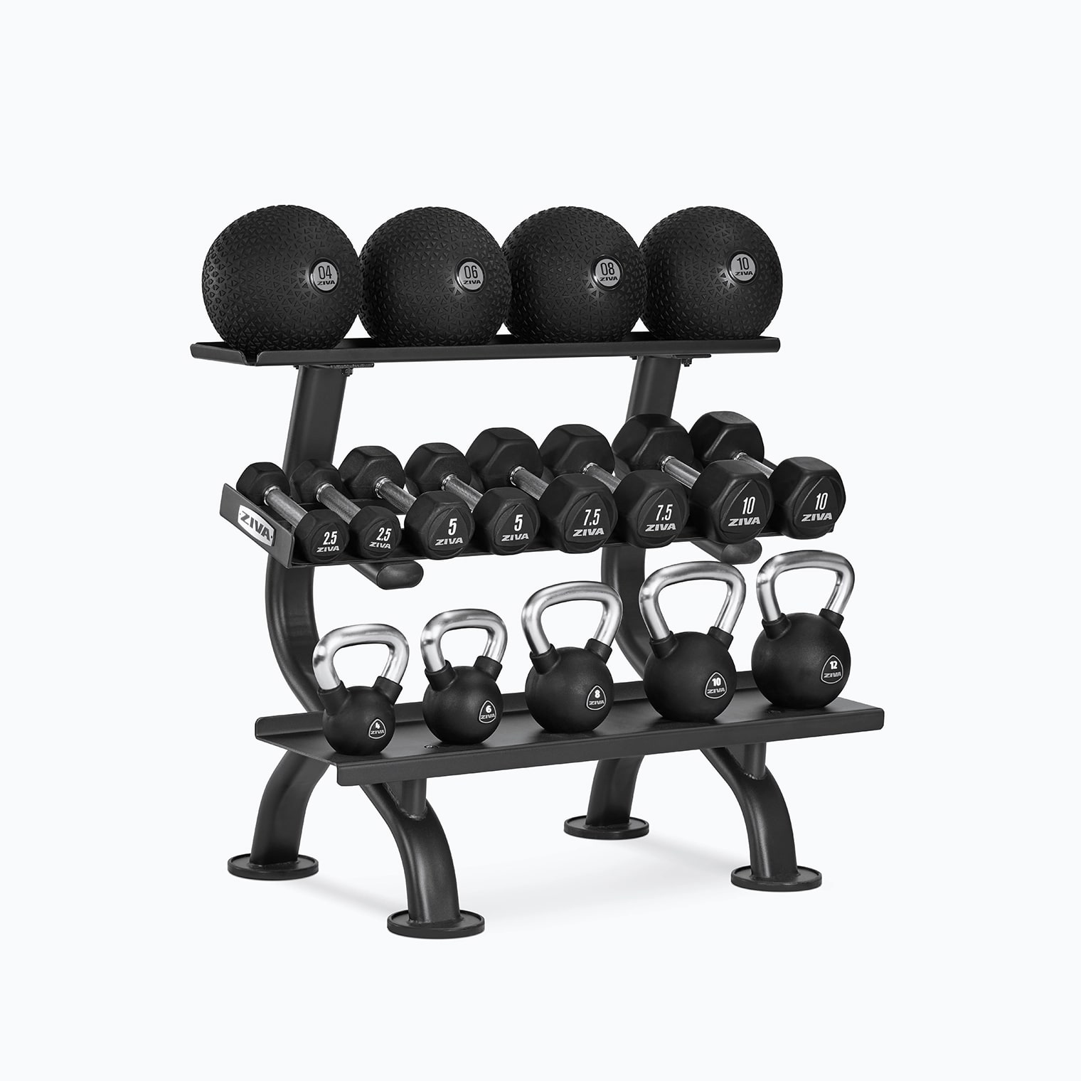 PERFORMANCE 3-TIER DUMBBELL, KETTLEBELL AND BALL RACK