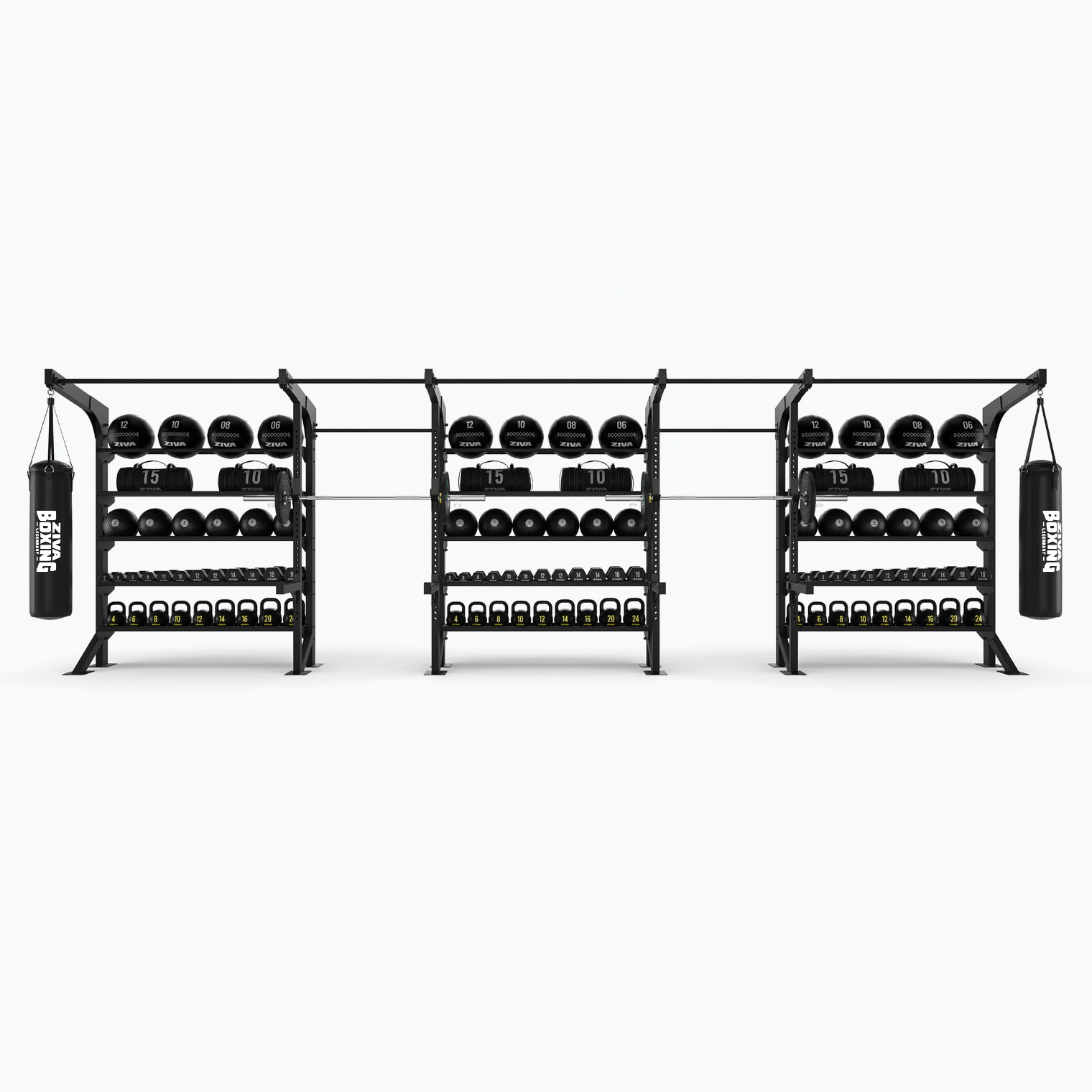 XP FLOOR-MOUNTED 3 X FUNCTIONAL RACKS + 2 X SQUAT BAYS