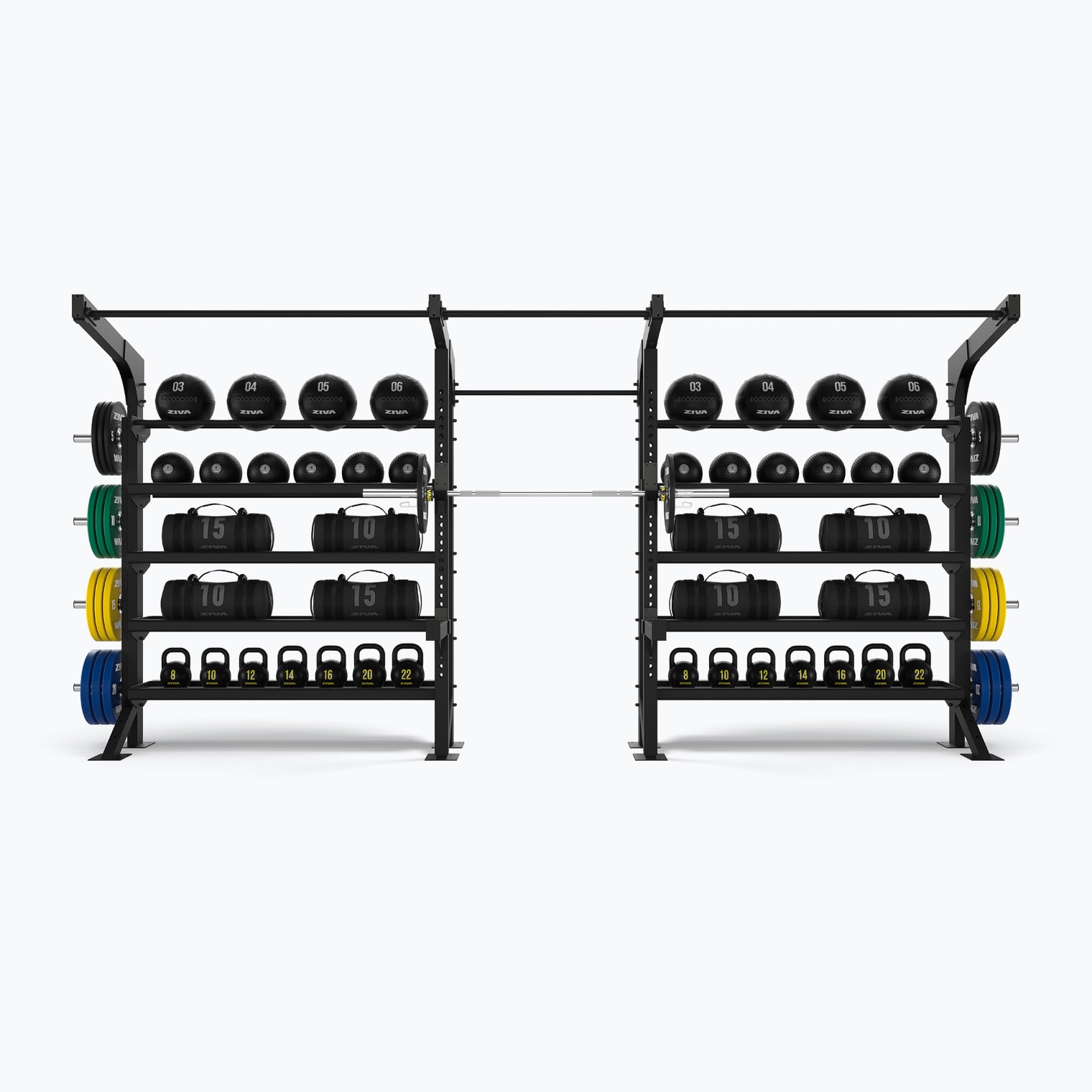 XP2 FLOOR-MOUNTED 2 X FUNCTIONAL RACKS + 1 X SQUAT BAY