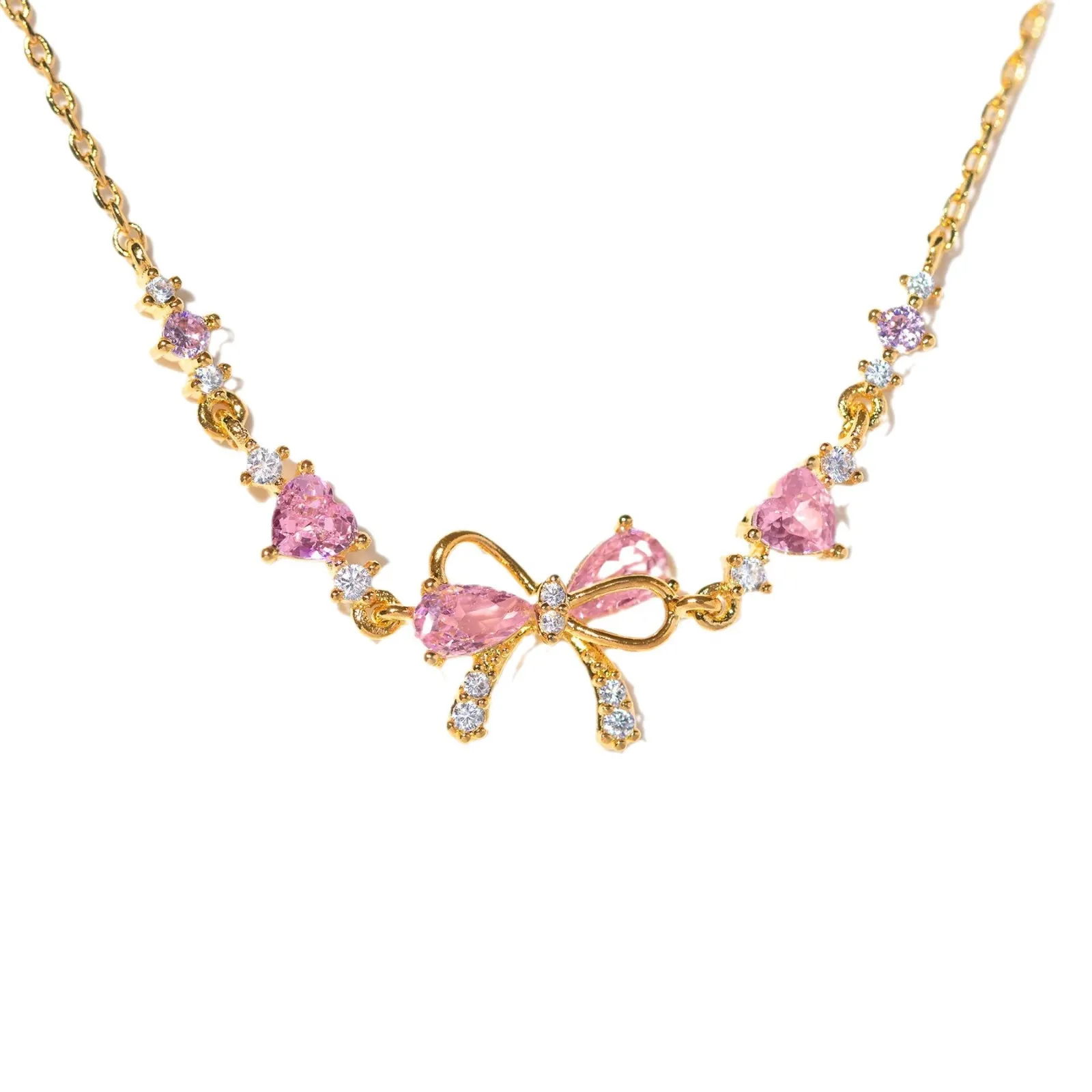 Pandor Bracelet - Gold Pink Zircon Bow Bracelet