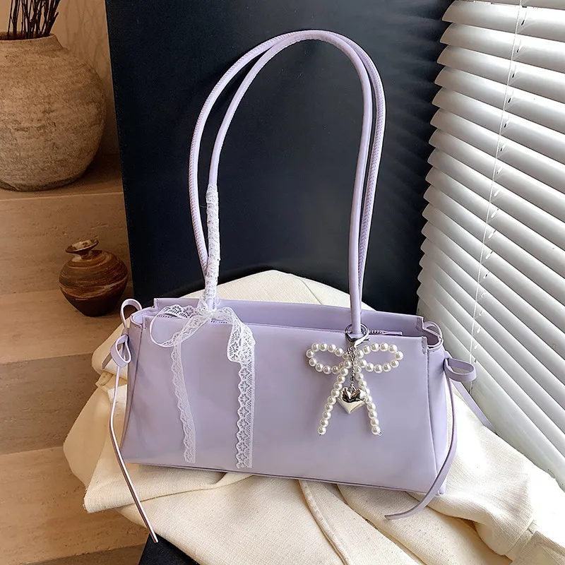 Lavender Pearl Bow Handbag
