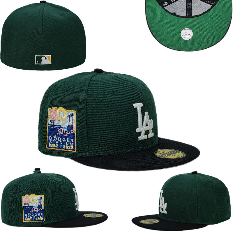 Los Angeles Dodgers 60th Anniversary Dodger Stadium dark green fitted cap.