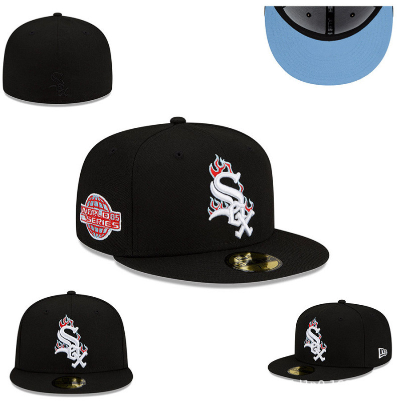 New Era Chicago White Sox World Series Team Fire 59FIFTY fitted hat with an icy blue undervisor.