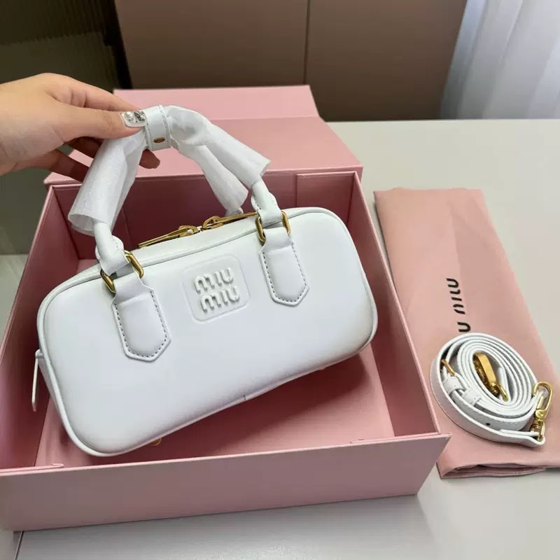 Miu Miu Arcadie Leather Handbag (BOXED) - White
