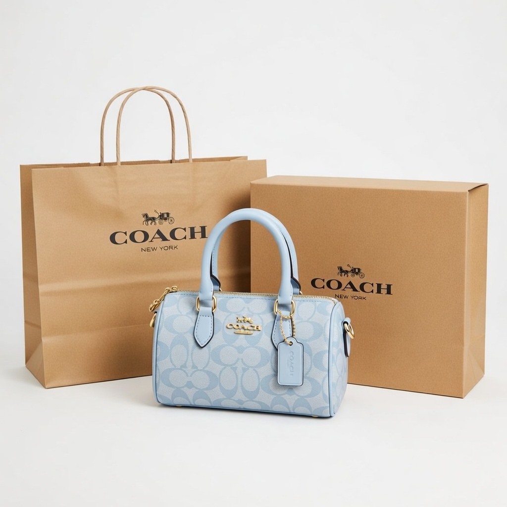 Coach Rowan Pillow Bag (Branded Paper Bag + Box) - Blue