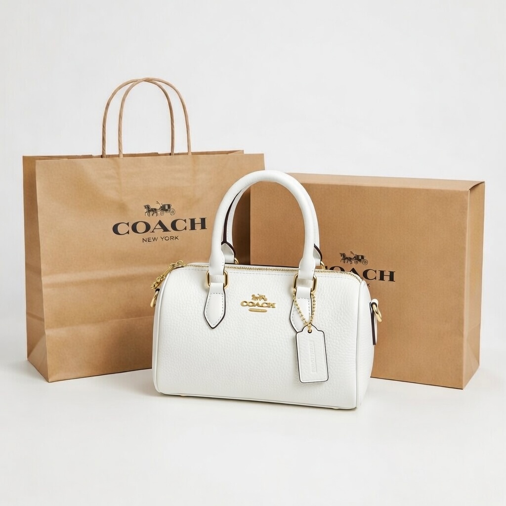 Coach Rowan Pillow Bag (Branded Paper Bag + Box) - White
