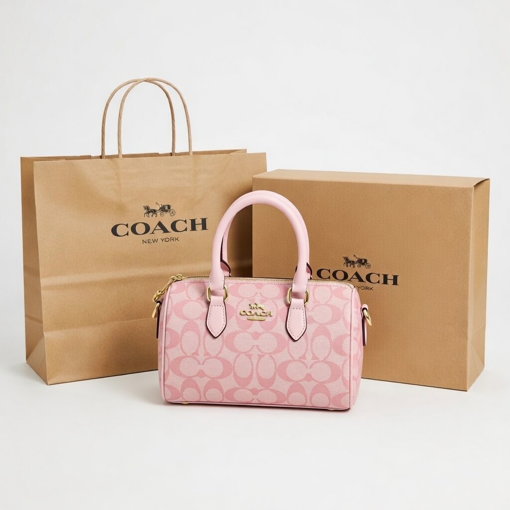 Coach Rowan Pillow Bag (Branded Paper Bag + Box) - Pink
