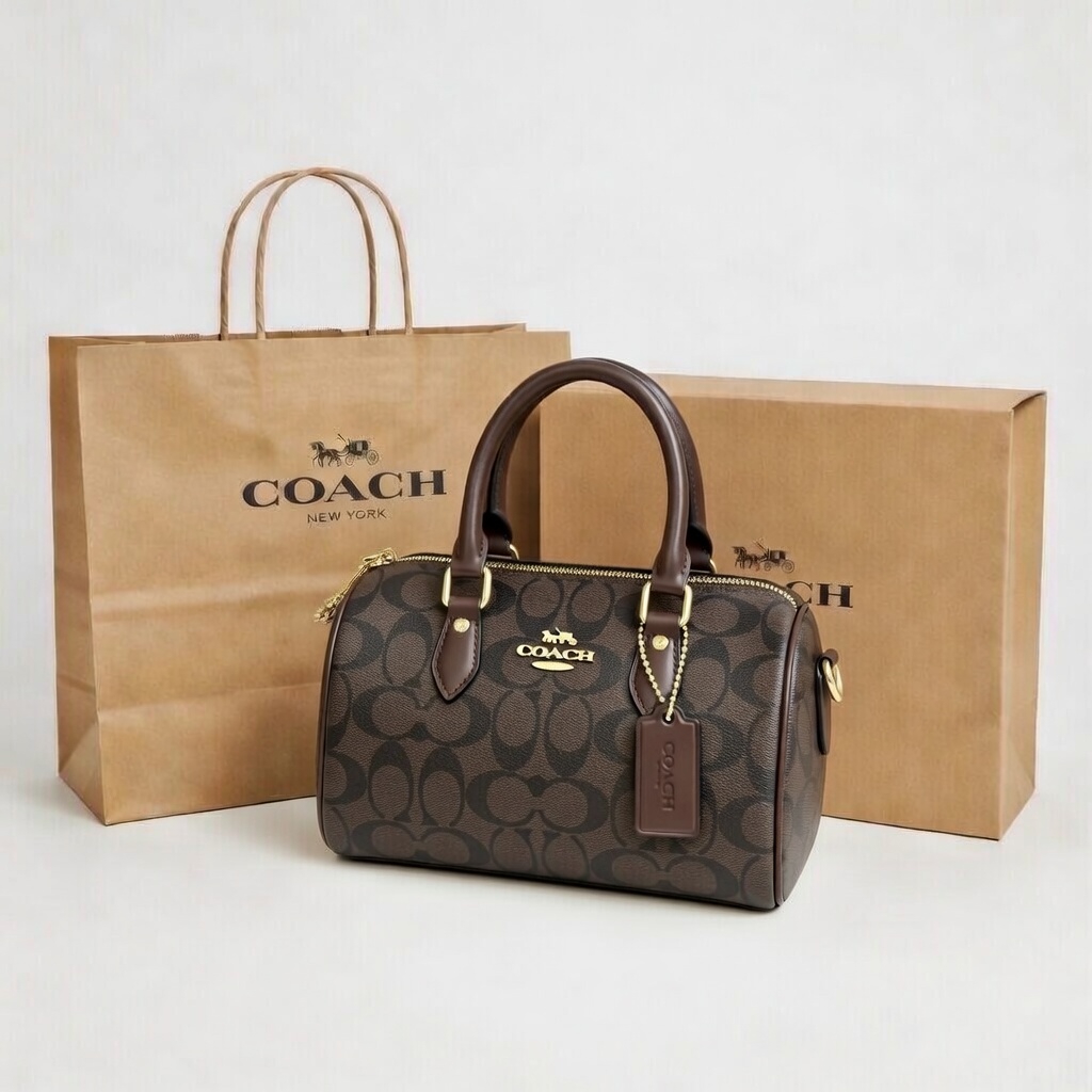 Coach Rowan Pillow Bag (Branded Paper Bag + Box) - Coffee Brown