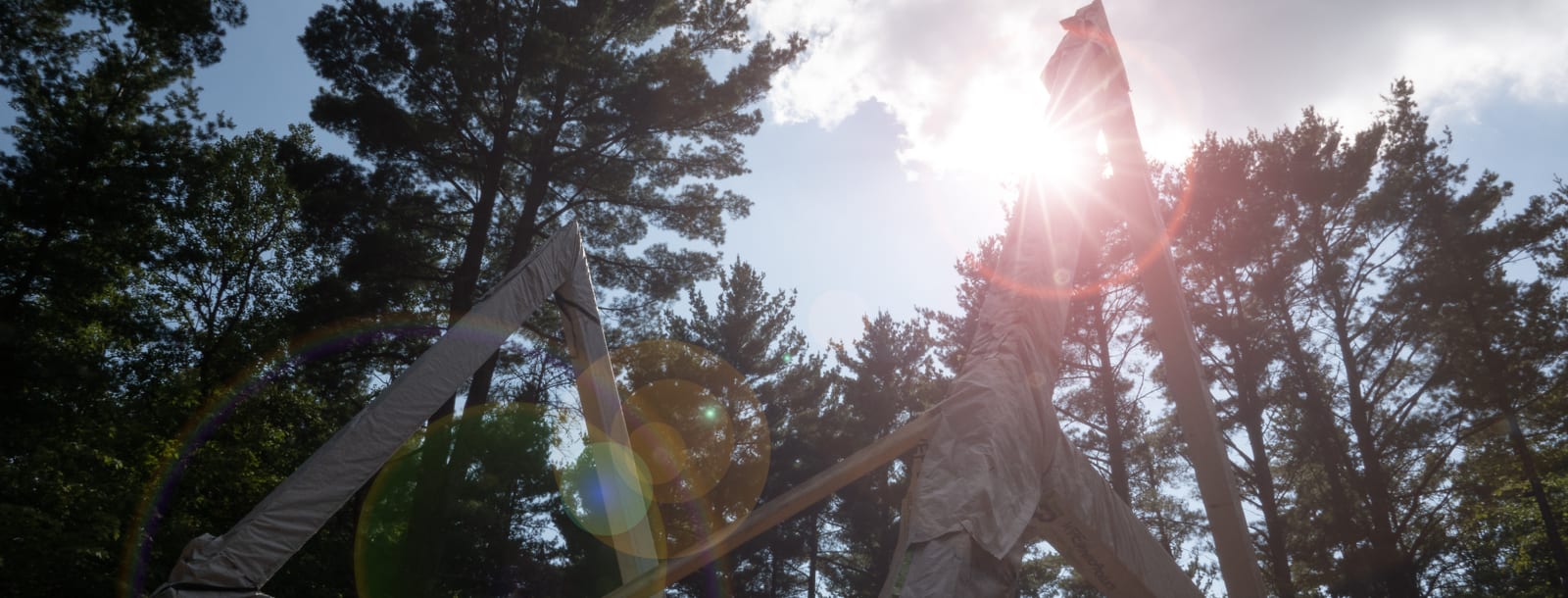 A-frame beam supports for a new home construction on-site.