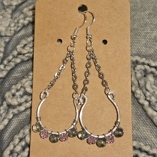 Chandelier Earrings - Elegant multi-tier wire and bead design