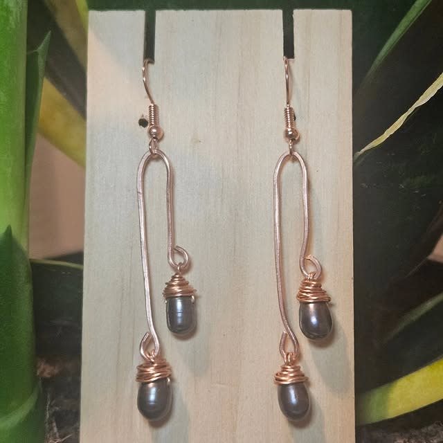 Gray Pearl Drops - Sophisticated wire-wrapped pearl earrings