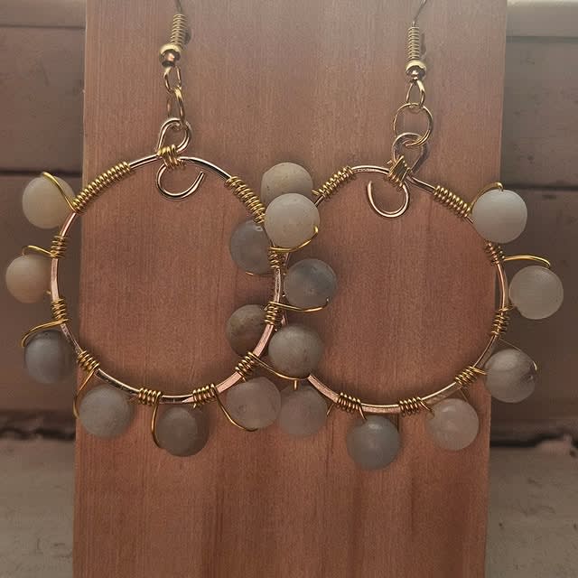 Multi-Bead Hoops - Wire hoops with colorful bead accents