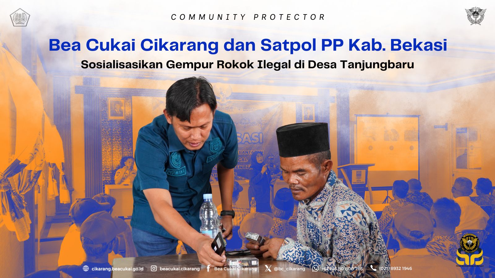 Bea Cukai Cikarang dan Satpol PP Kab. Bekasi Sosialisasikan Gempur Rokok Ilegal di Desa Tanjungbaru