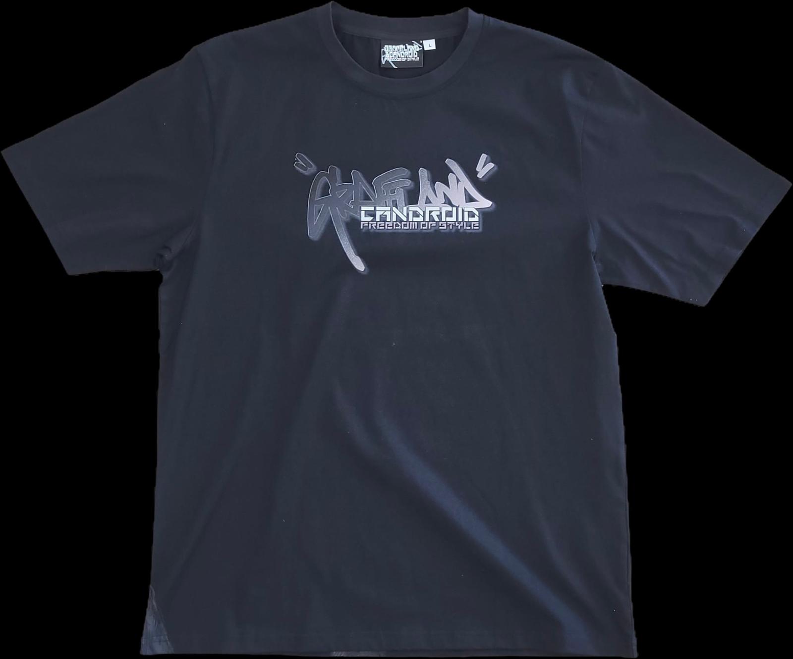 Graffland t-shirt front — 360 degree digital print showing chest graphic and custom neck label