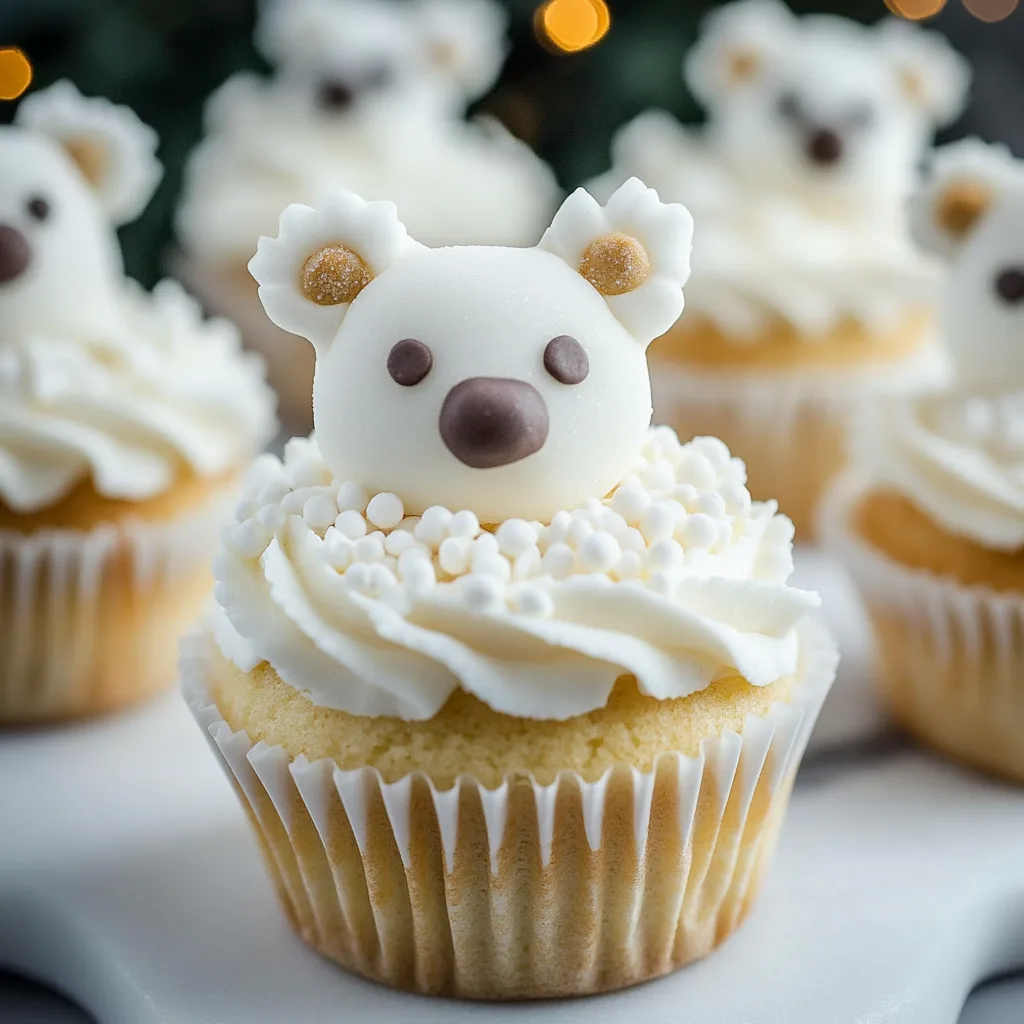 Christmas Polar White Bear Cupcakes