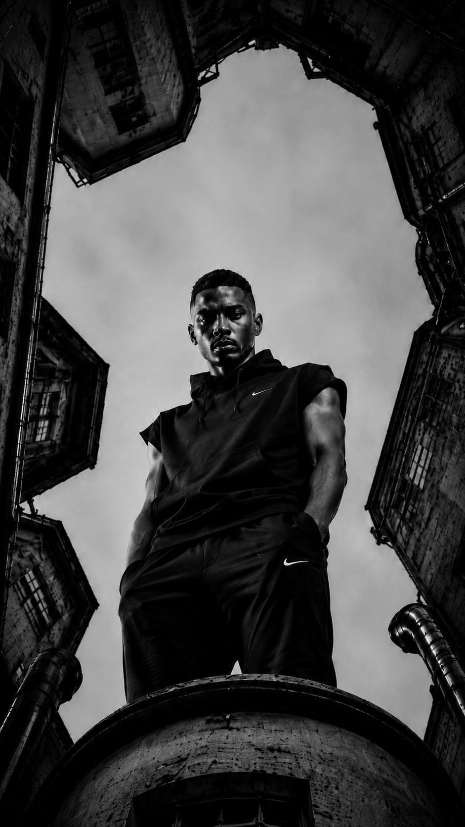 Athlete monumental above the city
