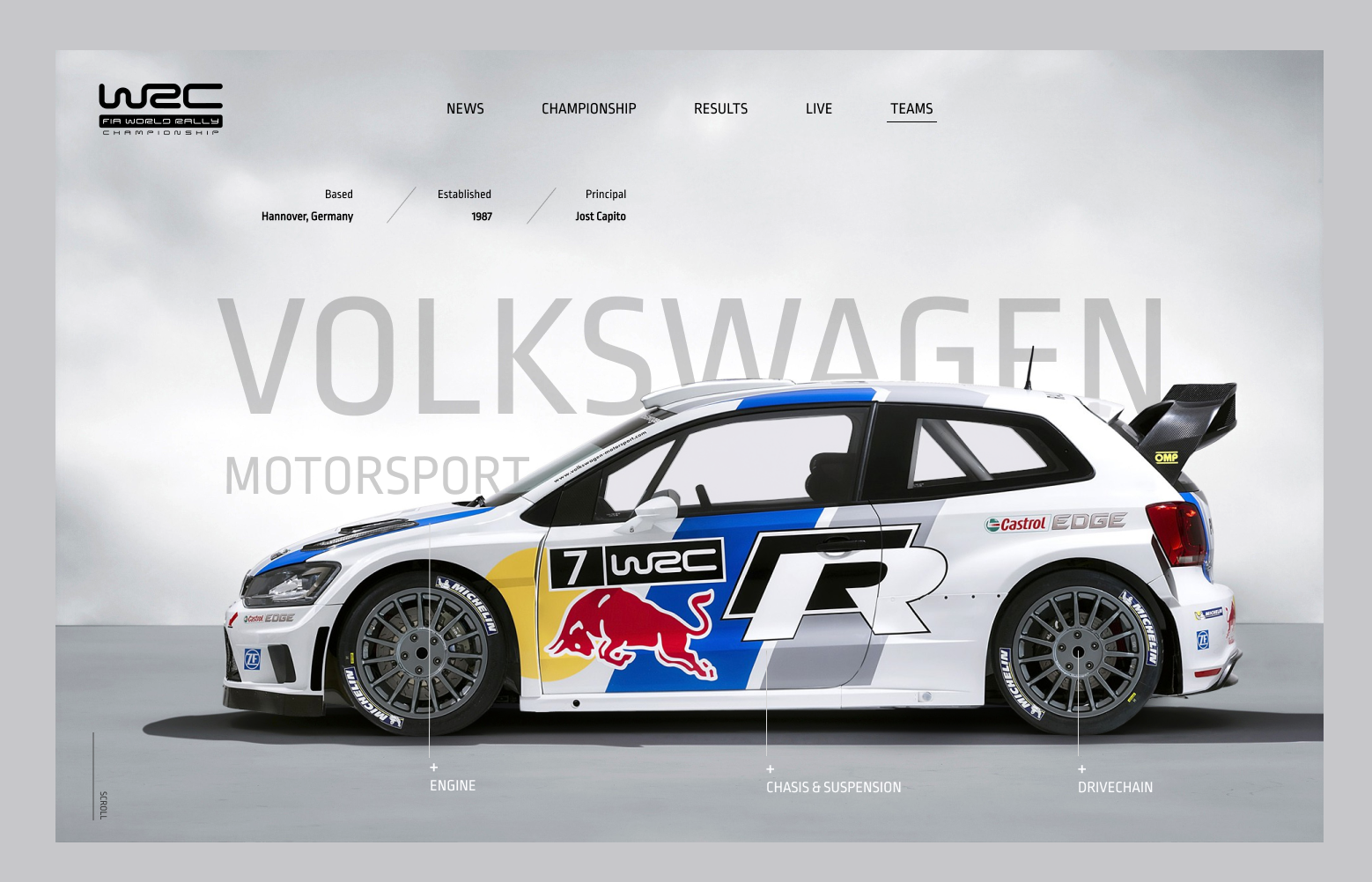 Screenshot of the redesigned WRC webpage