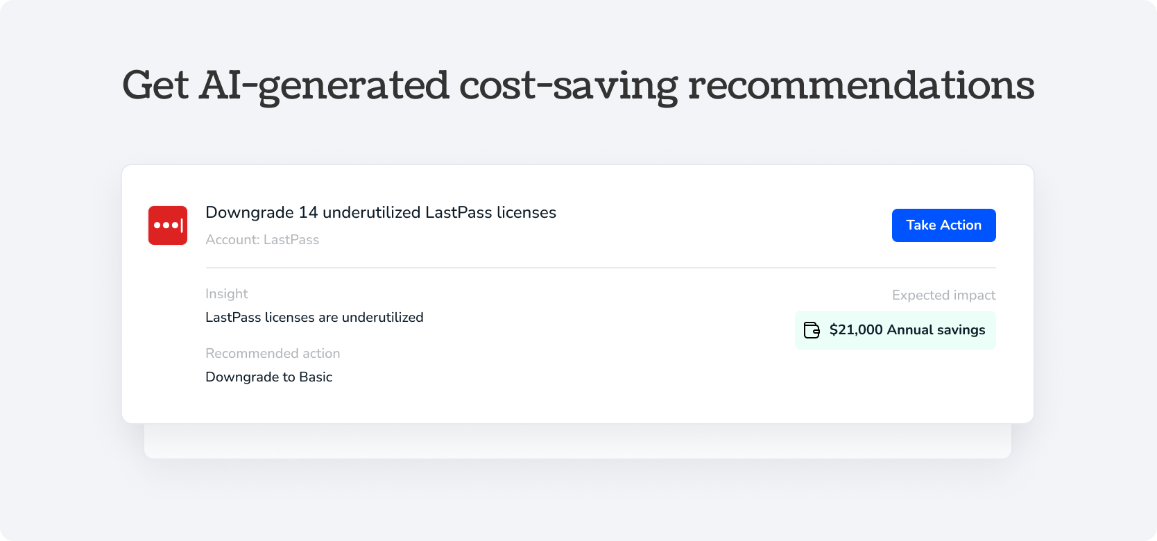 Get AI-generated cost-savings recommendations LastPass - Torii Integration