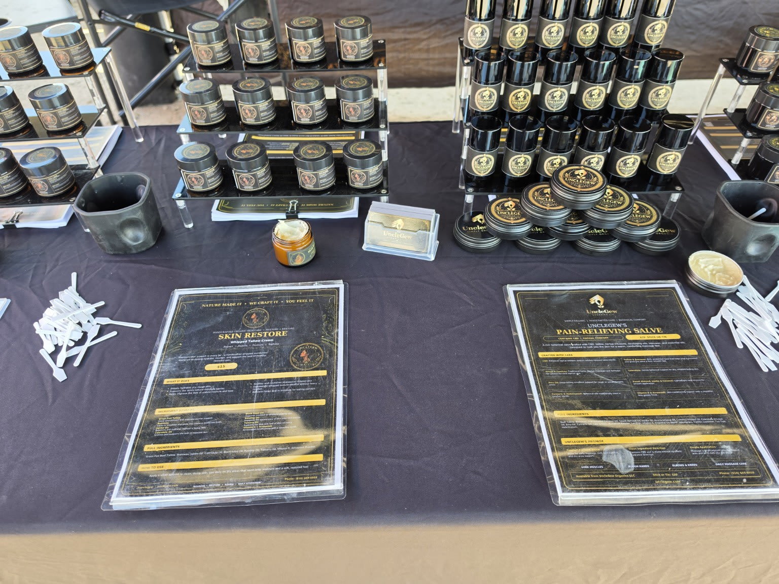 UncleGew skincare and salve display